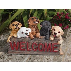 Design Toscano QL576665 12 Inch Puppy Parade Welcome Sign