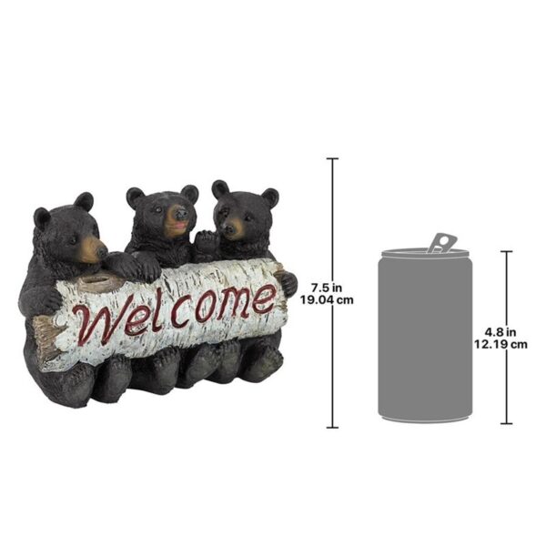 Design Toscano QL58013 11 Inch Bear Cubs Welcome Sign - Black