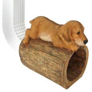 Design Toscano QM13067 9 Inch Golden Retriever on Log Rain Gutter