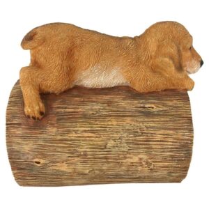 Design Toscano QM13067 9 Inch Golden Retriever on Log Rain Gutter