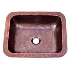 Nantucket Sinks REHC-2.5 Brightwork 17 Inch Single Bowl Copper Undermount or Overmount Bar-Prep Kitchen Sink - Copper