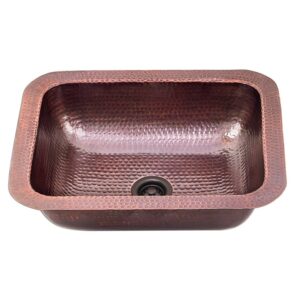 Nantucket Sinks REHC-2.5 Brightwork 17 Inch Single Bowl Copper Undermount or Overmount Bar-Prep Kitchen Sink - Copper