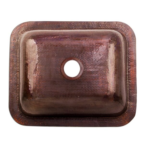 Nantucket Sinks REHC-2.5 Brightwork 17 Inch Single Bowl Copper Undermount or Overmount Bar-Prep Kitchen Sink - Copper