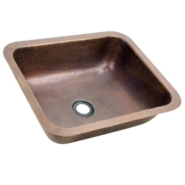 Nantucket Sinks REHC 17 Inch Copper Hammered Brightwork Single Bowl Sink