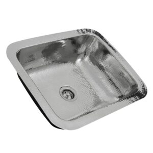 Nantucket Sinks RES 17-1/2 Inch Hammered Stainless Steel Rectangle Bar Sink