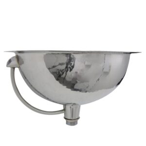 Nantucket Sinks RLS-OF 17 Inch Hand Hammered Stainless Steel Round Undermount Bathroom Sink With Overflow