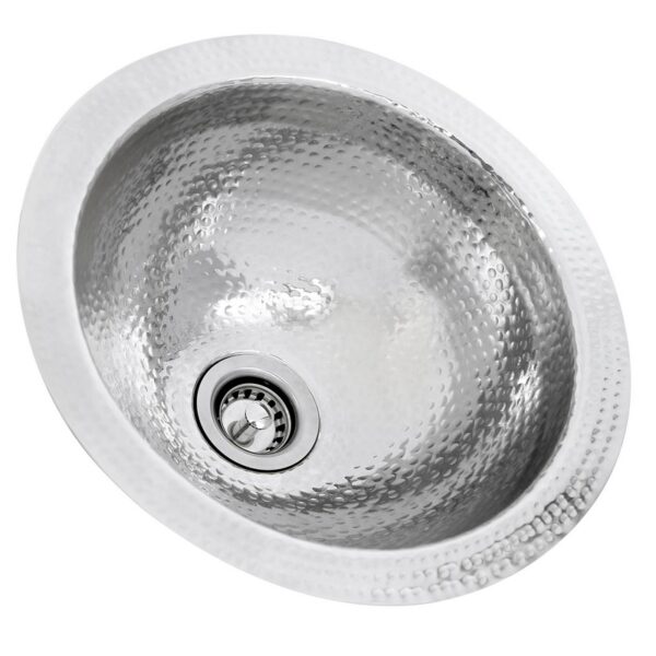 Nantucket Sinks ROS Brightworks Home 13 Inch Hand Hammered Round Bar Sink in Stailess Steel