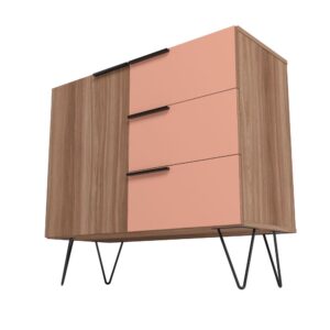 Manhattan Comfort Beekman 35.43 Sideboard with 2 Shelves in Brown and Pink