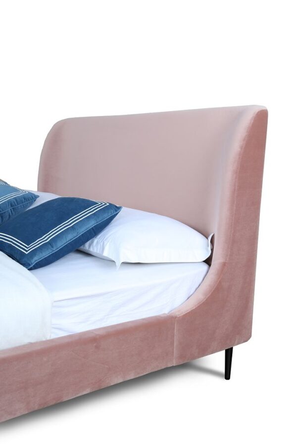 Manhattan Comfort Heather Full-Size Bed in Velvet Blush and Black Legs