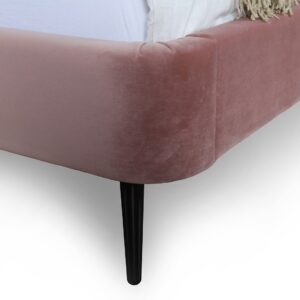 Manhattan Comfort Heather Full-Size Bed in Velvet Blush and Black Legs