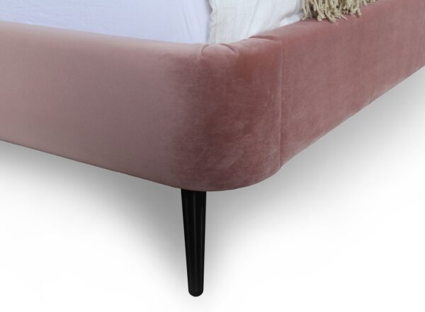 Manhattan Comfort Heather Full-Size Bed in Velvet Blush and Black Legs