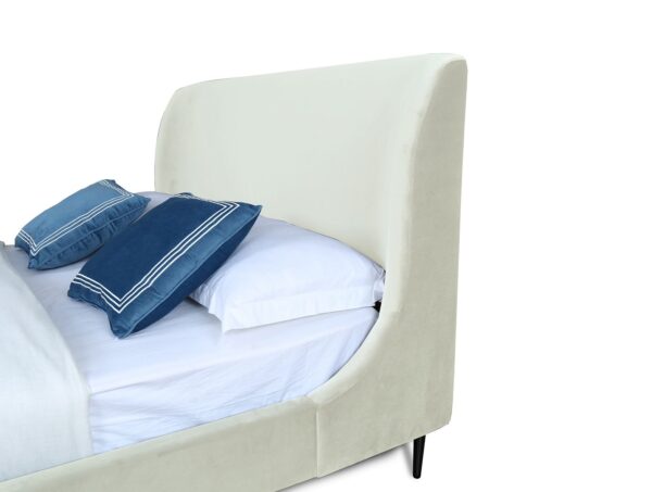 Manhattan Comfort Heather Full-Size Bed in Velvet Cream and Black Legs