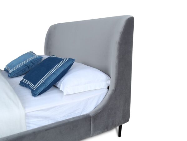 Manhattan Comfort Heather Full-Size Bed in Velvet Grey and Black Legs