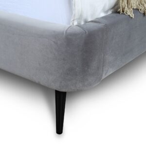 Manhattan Comfort Heather Full-Size Bed in Velvet Grey and Black Legs