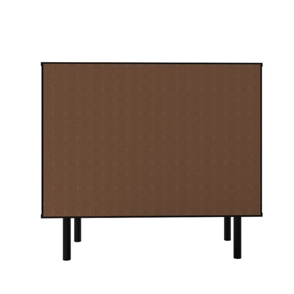 Manhattan Comfort Mid-Century Modern Liam Sideboard with 4 Shelves in Black and Brown