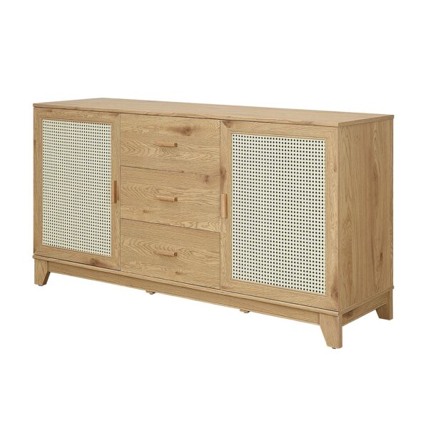 Manhattan Comfort Sheridan 59.05 Modern Cane Sideboard with Adjustable Shelves in Nature