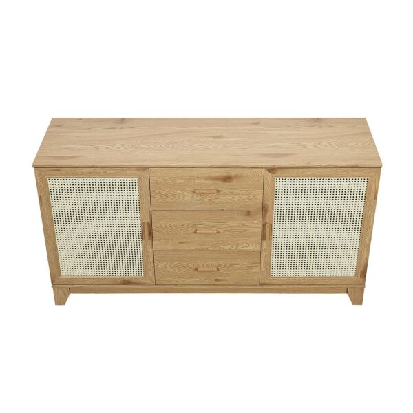 Manhattan Comfort Sheridan 59.05 Modern Cane Sideboard with Adjustable Shelves in Nature