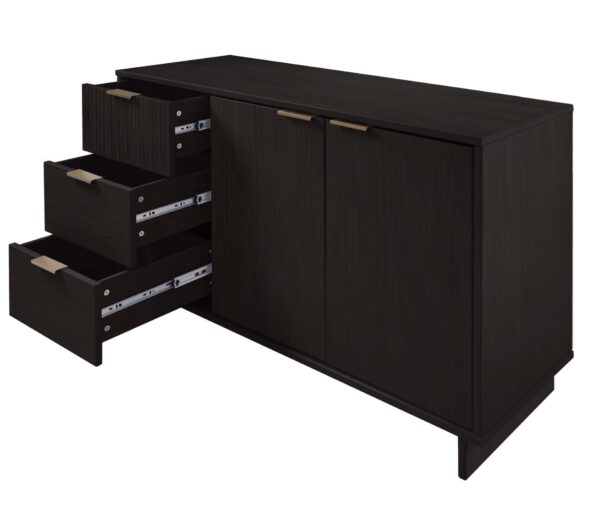 Manhattan Comfort Granville 55.07" Modern Sideboard with 3 Full Extension Drawers in Black