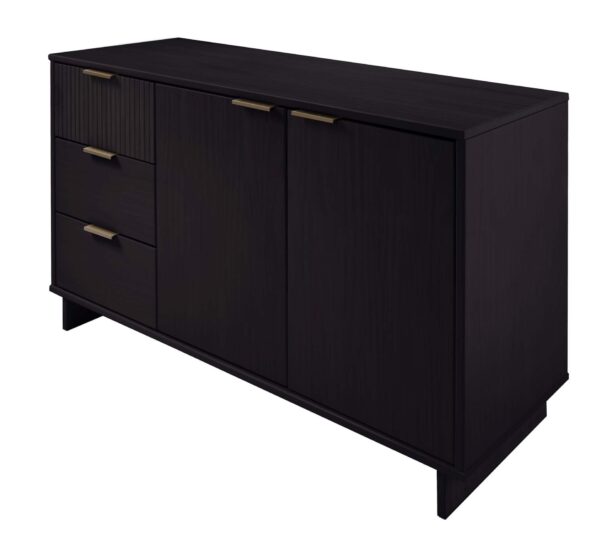 Manhattan Comfort Granville 55.07" Modern Sideboard with 3 Full Extension Drawers in Black