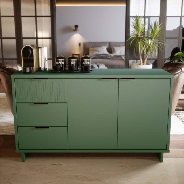 Manhattan Comfort Granville 55.07" Modern Sideboard with 3 Full Extension Drawers in Sage Green