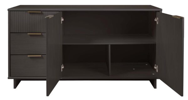 Manhattan Comfort Granville 55.07" Modern Sideboard with 3 Full Extension Drawers in Dark Grey