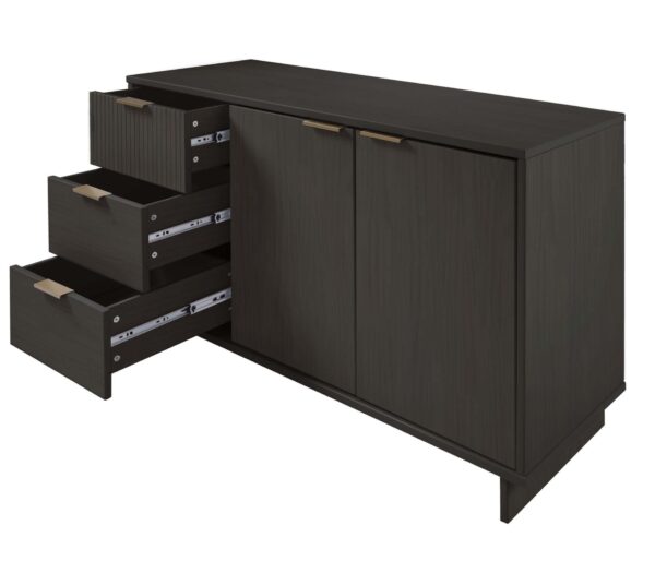 Manhattan Comfort Granville 55.07" Modern Sideboard with 3 Full Extension Drawers in Dark Grey