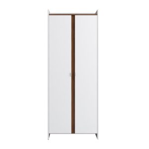 Manhattan Comfort Mid-Century Modern Ratzer Storage Cabinet with 11 Shelves in White and Brown