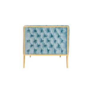 Manhattan Comfort Vector 81.5 in. Ocean Blue and Gold Velvet 3-Seat Sofa