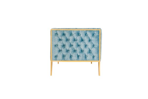 Manhattan Comfort Vector 81.5 in. Ocean Blue and Gold Velvet 3-Seat Sofa