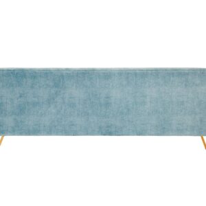 Manhattan Comfort Vector 81.5 in. Ocean Blue and Gold Velvet 3-Seat Sofa