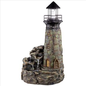 Design Toscano SH32122 21 Inch Seaside Lighthouse LED Illuminated Cascading Garden Fountain