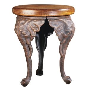 Design Toscano SP16060 12 1/2 Inch Three Elephants of Timbe Stool