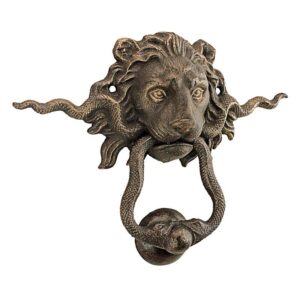 Design Toscano SP3015 9 Inch Lion and the Snake Iron Door Knocker