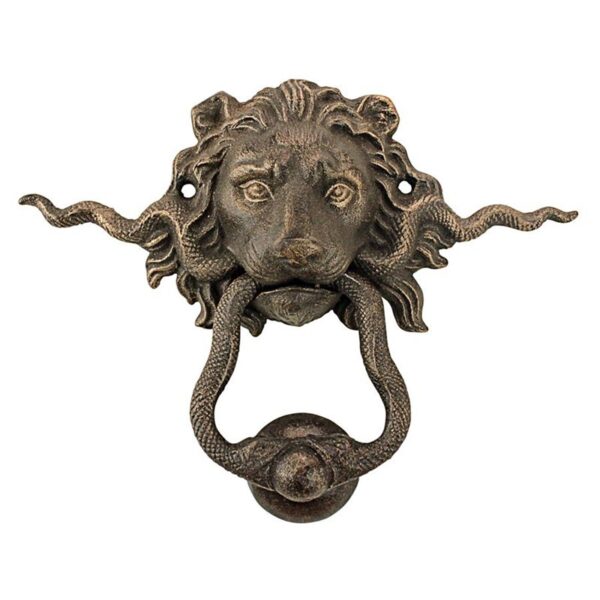 Design Toscano SP3015 9 Inch Lion and the Snake Iron Door Knocker