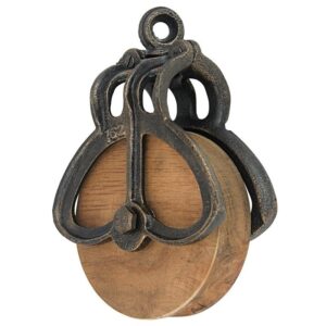 Design Toscano SP421 5 Inch Medium Iron and Wood Farm Pulley