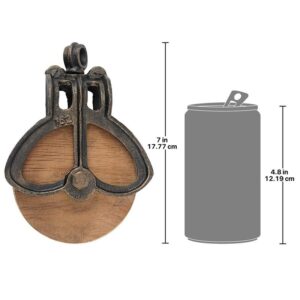 Design Toscano SP421 5 Inch Medium Iron and Wood Farm Pulley