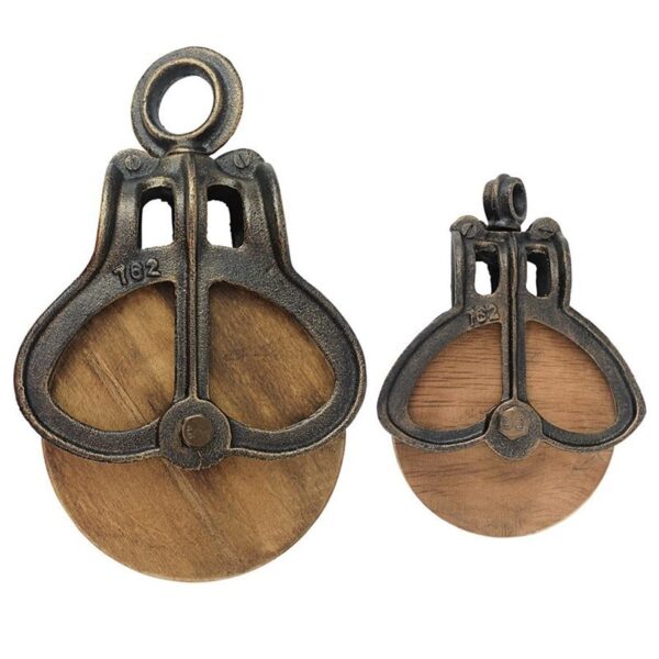 Design Toscano SP9421 6 1/2 Inch Med and Large Wood Pulleys, Set of 2