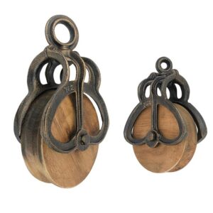 Design Toscano SP9421 6 1/2 Inch Med and Large Wood Pulleys, Set of 2