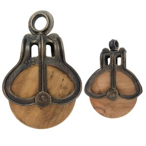 Design Toscano SP9421 6 1/2 Inch Med and Large Wood Pulleys, Set of 2