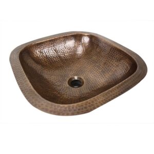 Nantucket Sinks SQRC-OF 16-1/4 Copper Hammered Brightwork Single Bowl Sink