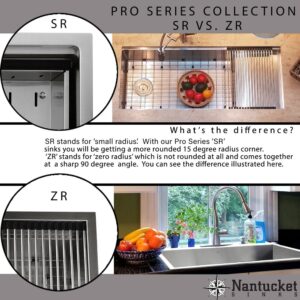 Nantucket Sinks SR-PS-1919-16 Pro Series 19 Inch Prep-Station Single Bowl Undermount Stainless Steel Entertainment Kitchen Sink