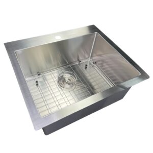 Nantucket Sinks SR2522-16 Pro-Series Collection 25 Inch Small Rectangle Single Bowl Stainless Steel Kitchen Sink