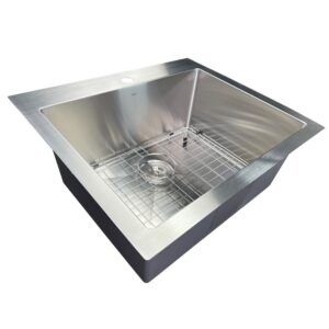 Nantucket Sinks SR2522-16 Pro-Series Collection 25 Inch Small Rectangle Single Bowl Stainless Steel Kitchen Sink