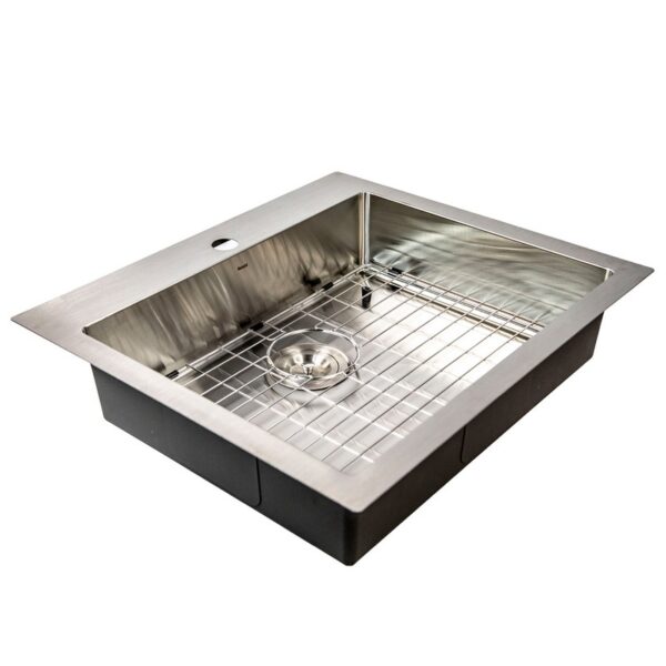 Nantucket Sinks SR2522-5.5-16 Pro Series 25 Inch Single Bowl 304 Stainless Steel Drop In Kitchen Sink - Stainless Steel