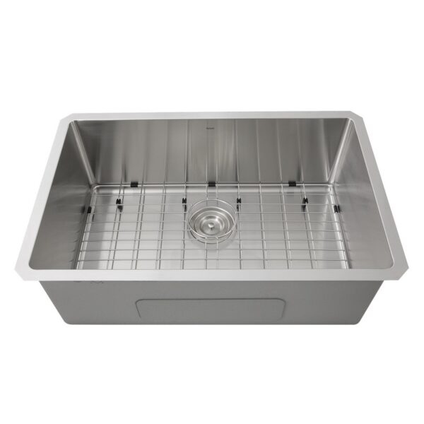 Nantucket Sinks SR3018 Pro Series Rectangle Single Bowl Undermount Small Radius Corners Stainless Steel Kitchen Sink- 16 Gauge