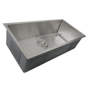 Nantucket Sinks SR3618-16 Pro Series 36 Inch Oversized Large Rectangle Bowl Undermount Small Radius Corners Stainless Steel Kitchen Sink