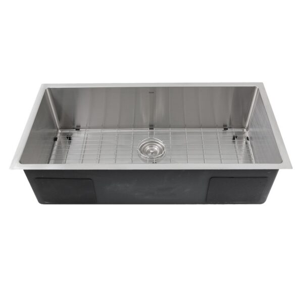 Nantucket Sinks SR3618-16 Pro Series 36 Inch Oversized Large Rectangle Bowl Undermount Small Radius Corners Stainless Steel Kitchen Sink