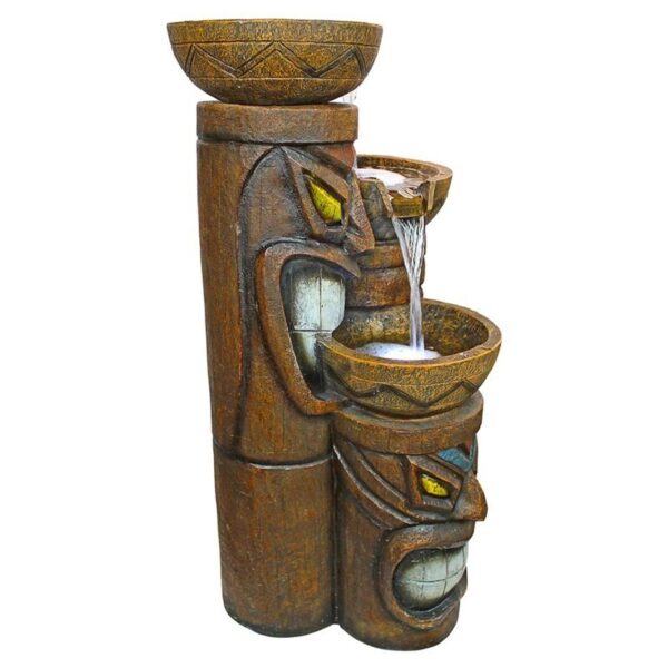 Design Toscano SS11521 15 Inch Cascading Aloha Tiki 3 Bowl Fountain