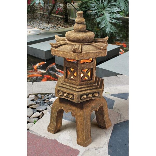 Design Toscano SS8577 13 1/2 Inch Sacred Pagoda Lantern Illuminated Statue