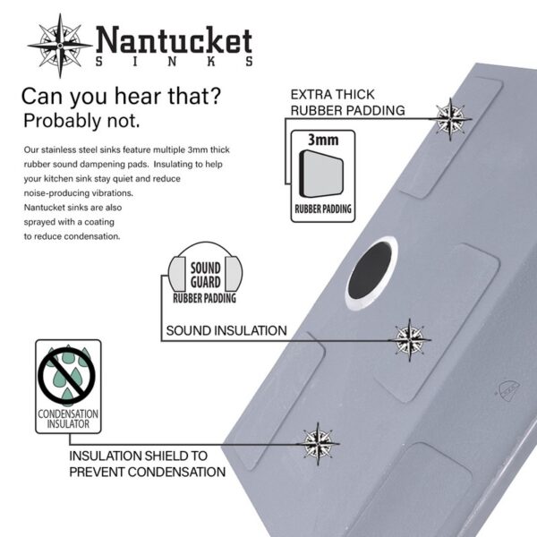 Nantucket Sinks ZR3219-16 Pro Series Large Rectangle Single Bowl Undermount Zero Radius Stainless Steel Kitchen Sink